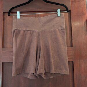 Medium Mud Bohemian Folk Shortie Shorts in Jersey Hemp Cotton Blend